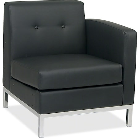 Office Star Collection: Wall Street Arm Chair, Black Seat, Black Back, 27" W 28" L 31" H, Leather Seat WST51RF-B18