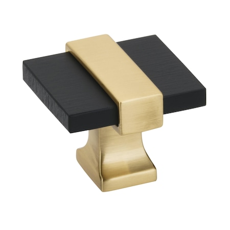 Amerock Overton 1-3/8 in 35 mm Length Brushed Matte Black/Brushed Gold Cabinet Knob BP36680BMBBGL