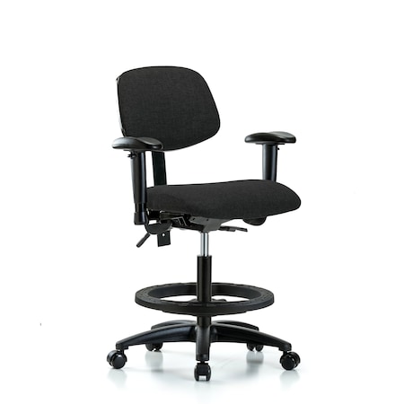 Blue Ridge Ergonomics Chair, Fab, Med Bench, Tilt AA BF Cast, Blk, 6-Way Adjustable, 22" to 29" Height, Black BR-FMBCH-RG-T1-A1-BF-RC-F42