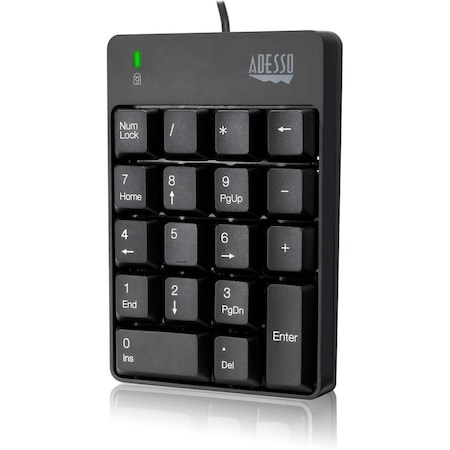 Adesso Spill-Resistant 18-Key Numeric Keypad, Black AKB601UB