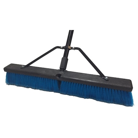 Simple Spaces Push Broom, 24 in Sweep Face, 3 in L Trim, Polypropylene Bristle, 60 in L, Threaded with Brace 93200