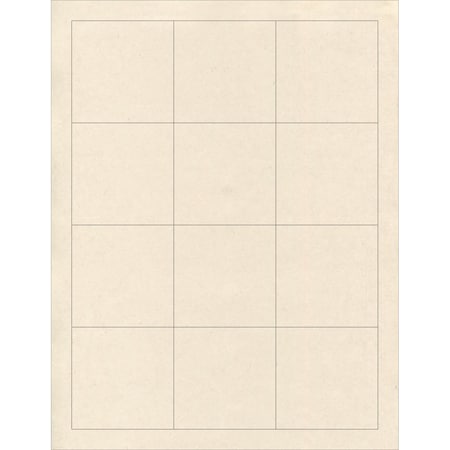 Elevate Packaging 2.5 in. Compostable Square Labels, Blank Layflat Sheets, Sugarcane, 25PK LC1715