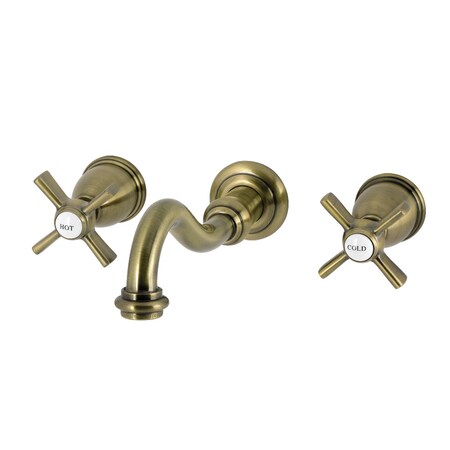 Kingston Brass Double-Handle Wall Mount Bathroom Faucet, Antique Brass KS3123ZX