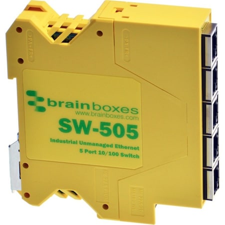 Brainboxes Ltd Brainboxes Industrial Compact Ethernet 5 Port Switch DIN Rail Mountable SW-505