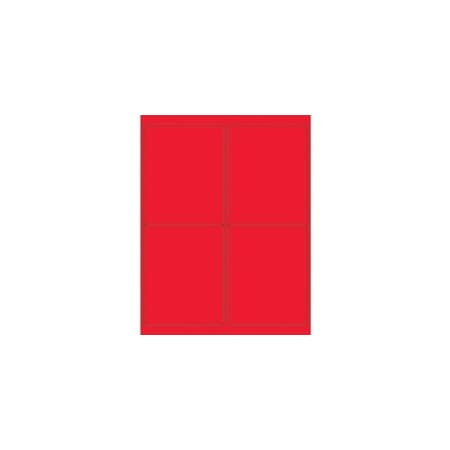 Bubblefast 4 x 5'' Fluorescent Red Rectangle Laser Labels-4 Labels per Sheet BFLL181RD