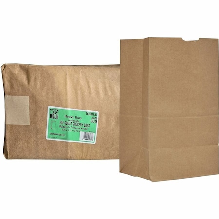 Ajm Squat Grocery Bags, Natural Kraft, Paper, Grocery, Supplies, 500PK SQ50NP5CHD