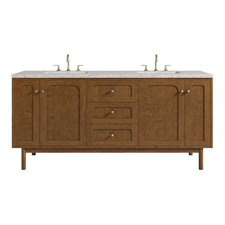 James Martin Vanities Laurent 72" Double Vanity, Honey Oak w/ 3 CM Eternal Jasmine Pearl Silestone Top 545-V72-HNO-3EJP