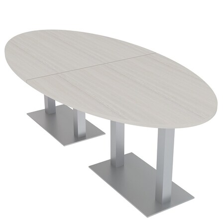 Skutchi Designs Oval Conference Table With Power Unit, 48 in W, 96 in L, Ivory HAR-OVL-48X96-DOU-K458-NA