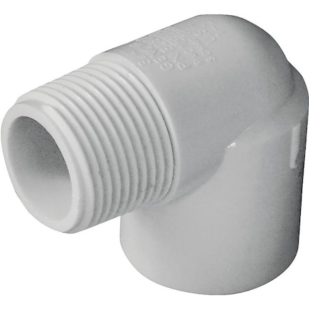 Lasco IPEX Street Pipe Elbow, 3/4 x 3/4 in, Slip x MPT, 90 deg Angle, PVC, White, SCH 40 Schedule 435501