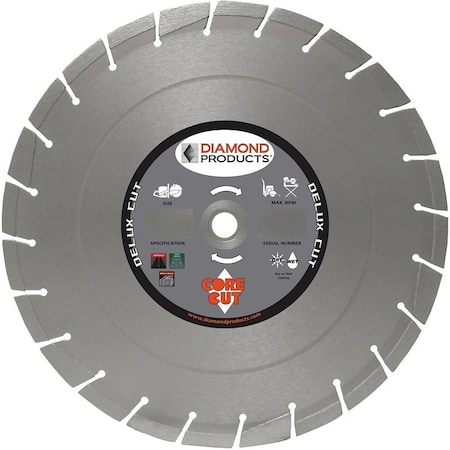 Diamond Products Core Cut Diamond Products Blade, 14 In Dia, 1 In Arbor, Sintered Rim 50537