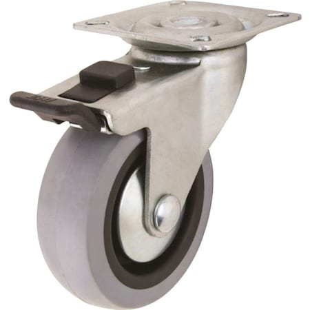 Shepherd Hardware G1 Series Swivel Caster with Brake, 3 in Dia Wheel, TPR Wheel, Gray, 121 lb 3546