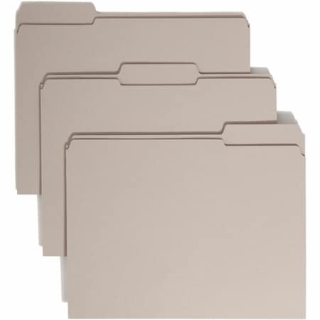 Smead REINFORCED TOP TAB COLORED FILE FOLDERS, 1/3-CUT TABS, LETTER SIZE, GRAY, 100PK 12334