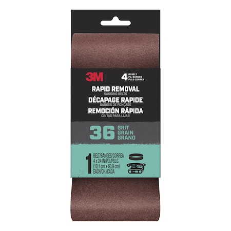 3M 4 in W, 24 in L, Ceramic Aluminum Oxide, 36 Grit, Brown BELT4X241PK36