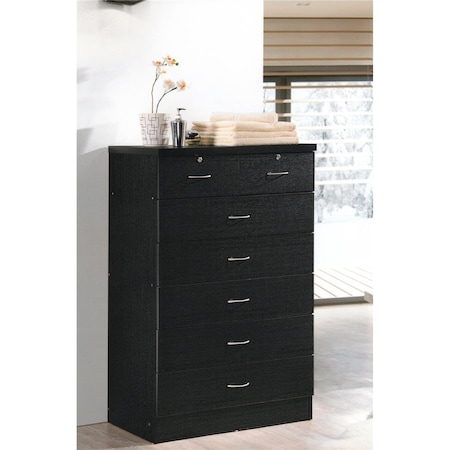 Hodedah 7 Drawer Jumbo Chest Hi70Dr Black