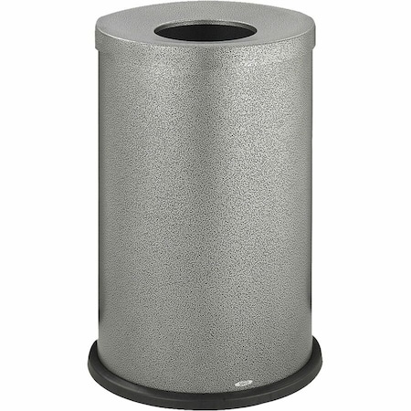 Safco 35 gal. Puncture-Resistant Steel Round Trash Can, Black 9677NC
