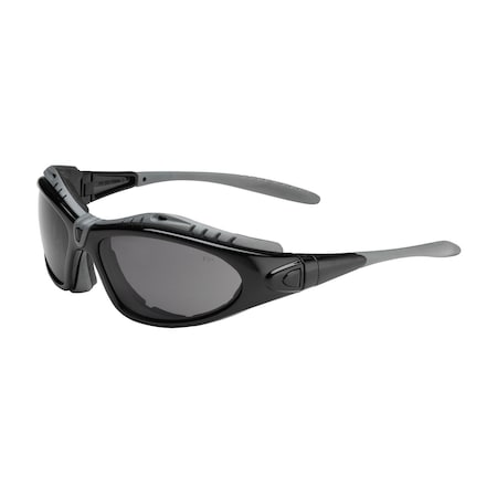 Bouton Optical Full Frame Safety Glasses w/Black Frame, Foam Padding, Gray Lens and Anti-Scratch/Anti-Fog Coating 250-50-0421