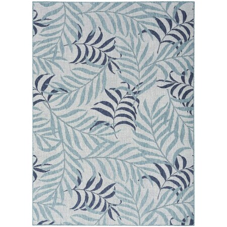 Homeroots 6' X 9' Sky Blue And Blue Palm Leaf Indoor Outdoor Area Rug 550192