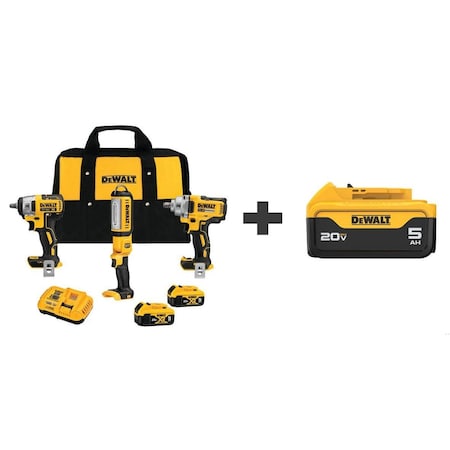 Dewalt Combo Kit, 20V MAX Expansion 3-Kit DCK302P2/DCB205
