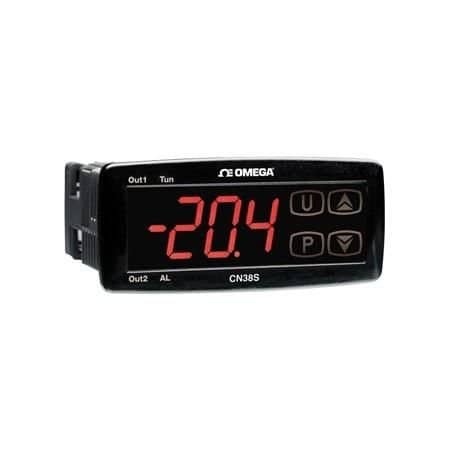 Omega Temperature Controller, Temperature, J, K Type T/C, 1 I/P, Relay/Relay, 2 O/P, 1/8 DIN, AC, 4 Digit CN38S-TC-R1-R2