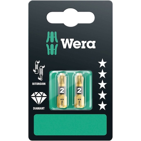 Wera 855/1 BDC SB bits, PZ 2 x 25 mm, 2 pieces 5073339001