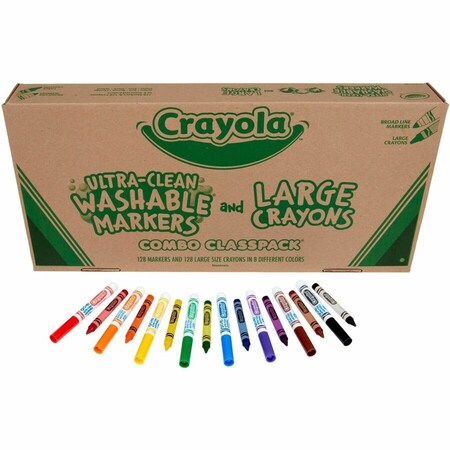 Crayola Large Crayon/Washable Marker Classpack, 8-Color Combo, 256PK 52-3348