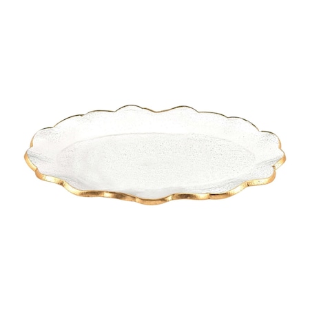 Homeroots 10in Clear And Gold Glass Platter 375751