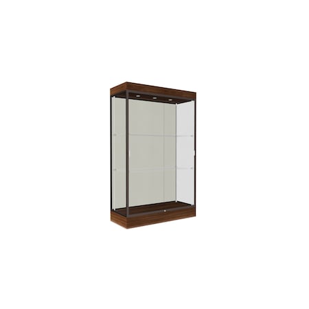 Ghent 76''H x 48''W x 20''D Edge Display Case 6'' Base w/ White Back & Dark Bronze Frame 92LFWH-BZ-WNH