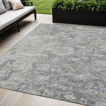 Homeroots 5' X 8' Gray Beige And Charcoal Oriental Washable Indoor Outdoor Area Rug 587441