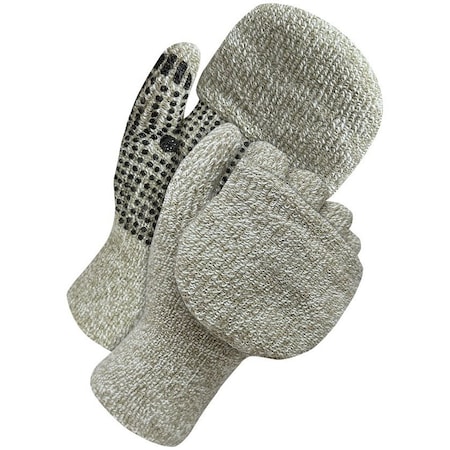 Bdg Cold Weather Flip Mittens, PVC Dots Palm, Terry Cloth Lining, Gray, M, Vendor Pack 80-9-2001-M-K