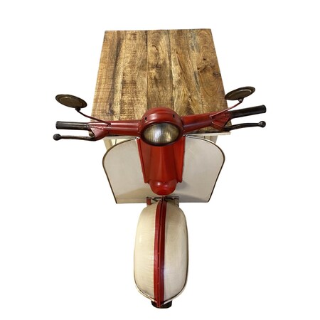 Homeroots Rustic Red And Vanilla Scooter Cabinet 388275
