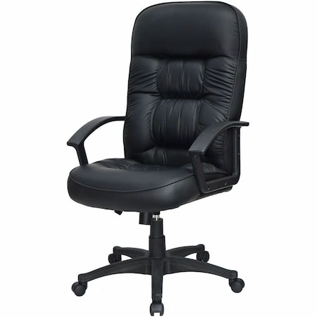 Lorell Executive High-Back Leather Chair, Black LLR60116