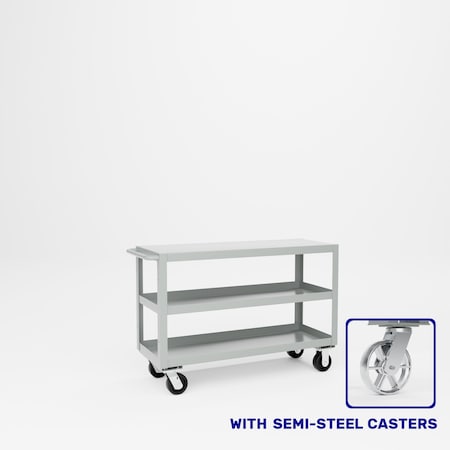 Pucel Heavy Duty Shop Truck, 48 in W x 18 in D x 33.5 in H, Three Shelves, Push Handle, Red 1848-DT-3S
