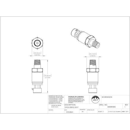 Aci Gauge Pressure Transmitter 0-300# GP(0-300G)-20-P