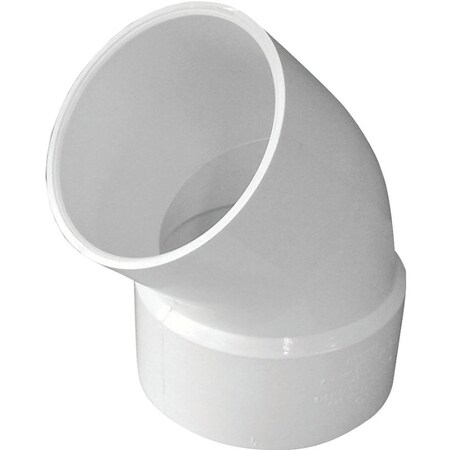 Genova CANPLAS Street Pipe Elbow, 6 in, Spigot x Hub, 45 deg Angle, PVC, White 414196BC