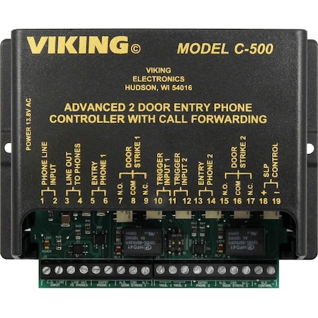 Viking Electronics Viking Electronics C-500 Two Door Entry Phone Controller with Call Forwarding & Door Strike Controls C-500