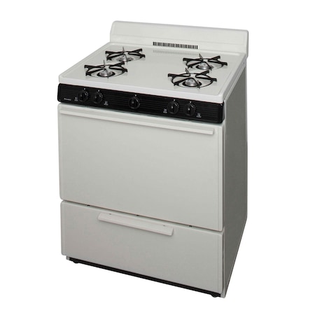Premier Gas Range, Four 9100 BTU Open Burners, 30 inW x 40 inH x 26 inD, 3.91 cu. Ft., Biscuit 805743