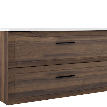 Homeroots 40" Dark Brown Wood Freestanding Bathroom Vanity With White Sink And Two Drawers 627389
