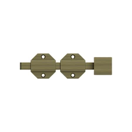 Deltana 6 Modern Heavy Duty Surface Bolt; Antique Brass Finish 6SBM5