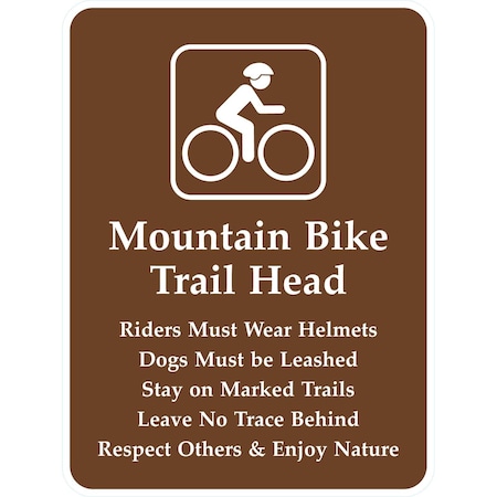Lyle Mountain Bike Trail Head, Riders Must Wear Helmets, Dogs Mus, 18x24, High Intensity Prismatic, White G-10814-HI_18x24