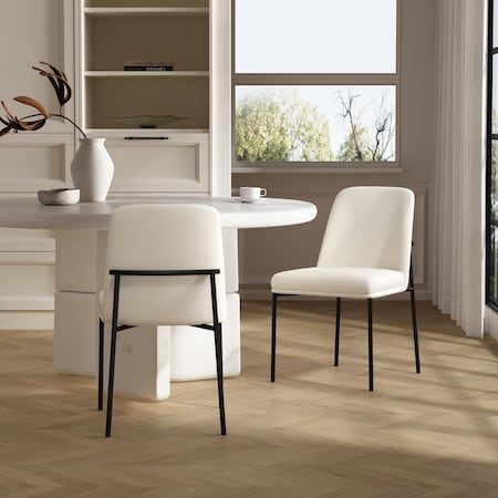 Manhattan Comfort Loft Metal Vegan Leather Side Chair in Ivory - Set of 2 DC1533-3