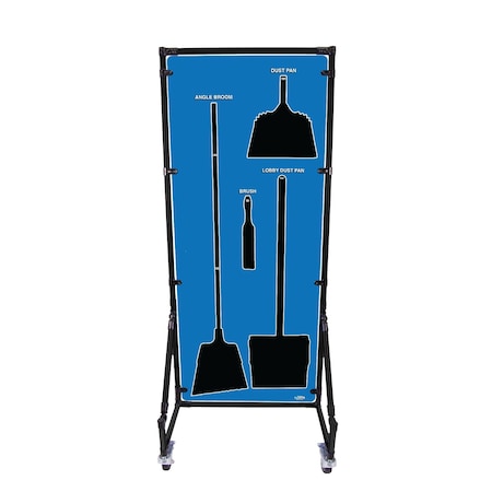 5S Supplies Housekeeping Shadow Board Broom Station V16, Blue, Kit, No Text HSB-V16-BLUE-KIT-NO TEXT