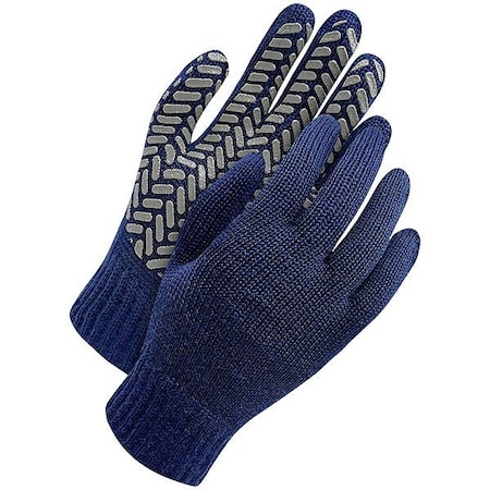 Bdg Wool Cold Weather Gloves, PVC Grip Palm, L Blue 80-9-2015-L