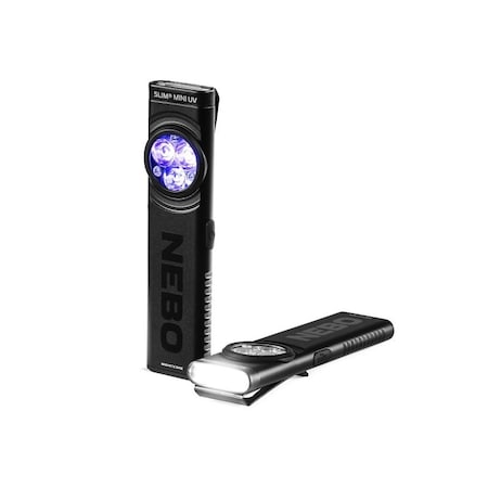 Nebo Slim Mini UV Series 2-in-1 Rechargeable Pocket Light, 450 mAh, Lithium-Ion Battery, LED Lamp, Black NEB-POC-1005