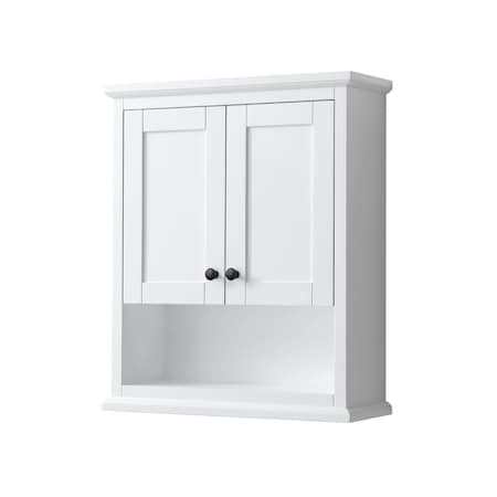 Wyndham Collection Avery Over-the-Toilet Bathroom Wall-Mounted Storage Cabinet in White with Matte Black Trim WCV2323WCWB