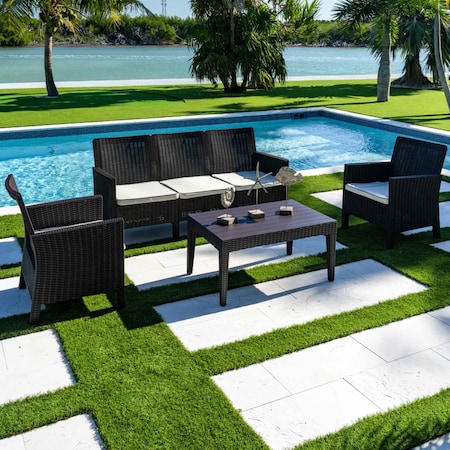 Rainbow Outdoor Nova 4-Piece Sofa Set with Cushions-Brown RBO-NOVA-BRW-4PC-S