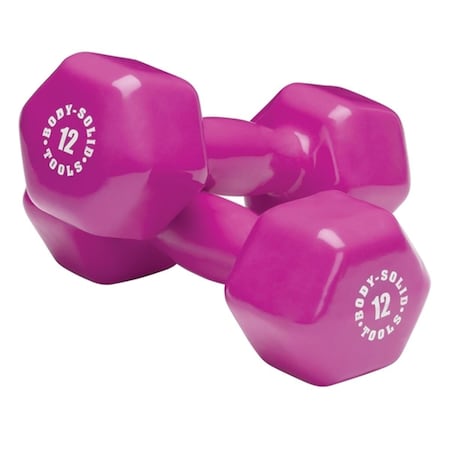 Body-Solid 12 lbs Vinyl Dumbell, Magenta - Pair BSTVD12PR