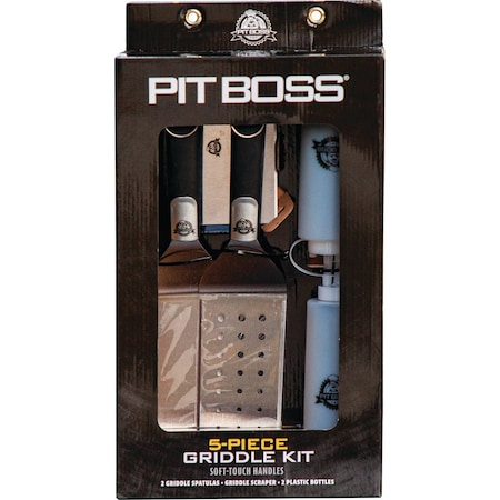Pit Boss Rubber Handle Stainless Steel Blade 5-Piece Griddle Accessories Kit 20010