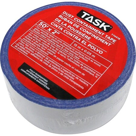 Task Tools Dust Containment Tape, Double Sided, 50 ft L, 2 in W, Poly, Clear T74518
