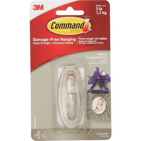 Command Medium Brushed Nickel Traditional Hook 1 Hook 2 Strips 17051BN-ES
