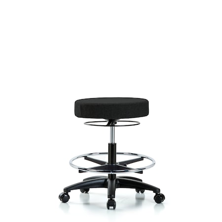 Blue Ridge Ergonomics Bench Stool, Med, Fabric, CF, Casters, Blk BR-FMBSO-RG-CF-RC-F42